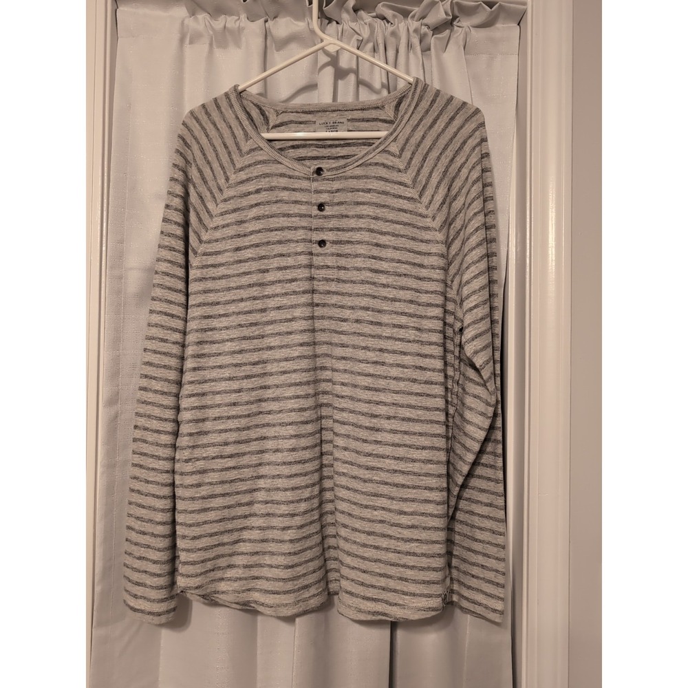 Lucky Brand Men's Gray Striped Thermal Henley Size Large